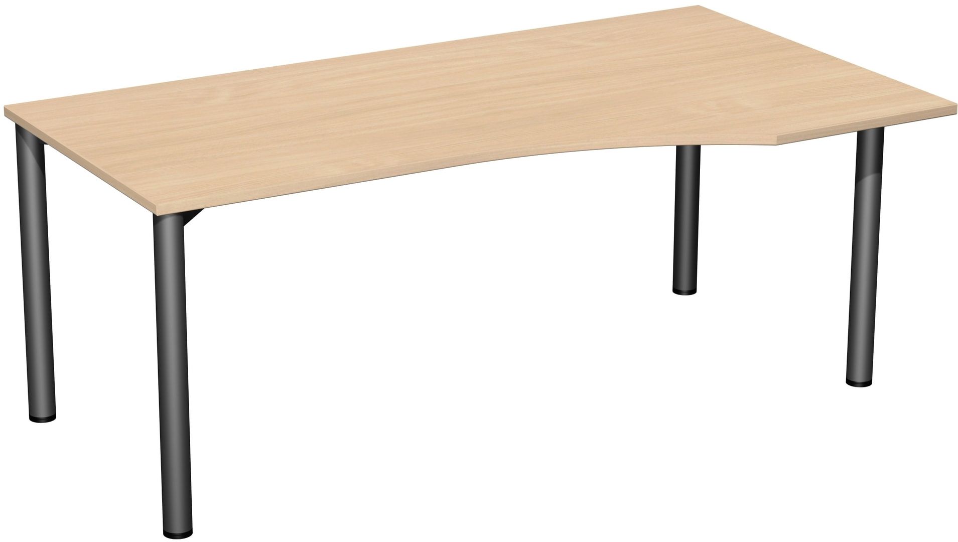 Eckschreibtisch - Ecke rechts - 4-Fuß Flex - 720 x 1.600 x 1.000 mm (HxBxT) - Gestell anthrazit - Ahorn