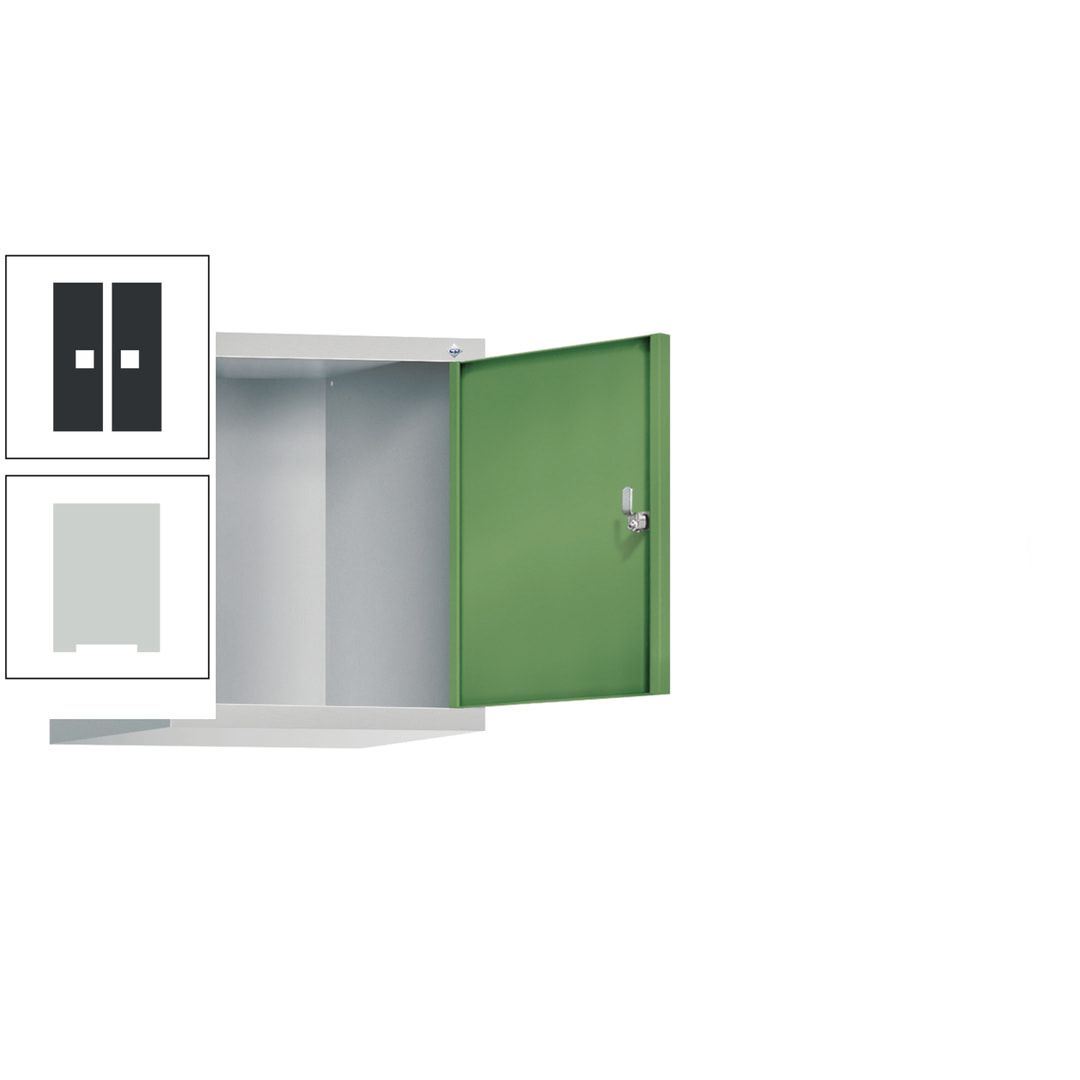 Aufsatzschrank für Spinde und Schließfachschränke, 1 Abteil, Korpus anthrazitgrau, Türen anthrazitgrau, 500 x 420 x 500 mm (HxBxT), Stahlschrank
