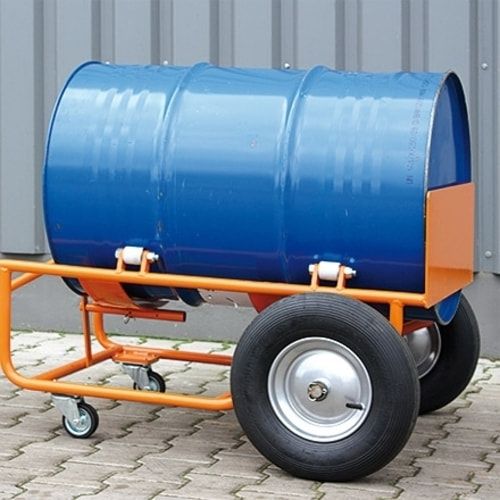 Eichinger Fasskippbock, stehende und liegende Sickenfässer, Traglast 300 kg, Luftreifen, gerundete Halterung, Stützbock, Farbe anthrazitgrau(RAL 7016)