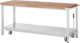 Mobile absenkbare Werkbank - 880 x 2.000 x 700 mm (HxBxT) - Traglast 1.250 kg - Buche - Farbe wählbar