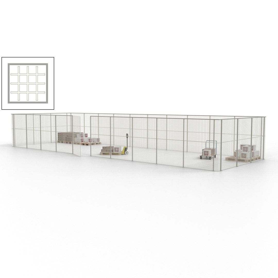 Maschinen Schutzgitter - Hallentrennwand - Sicherheitszaun - Tür - 39 m - 2.200 x 15.400 x 4.900 mm (HxBxT) - enzianblau