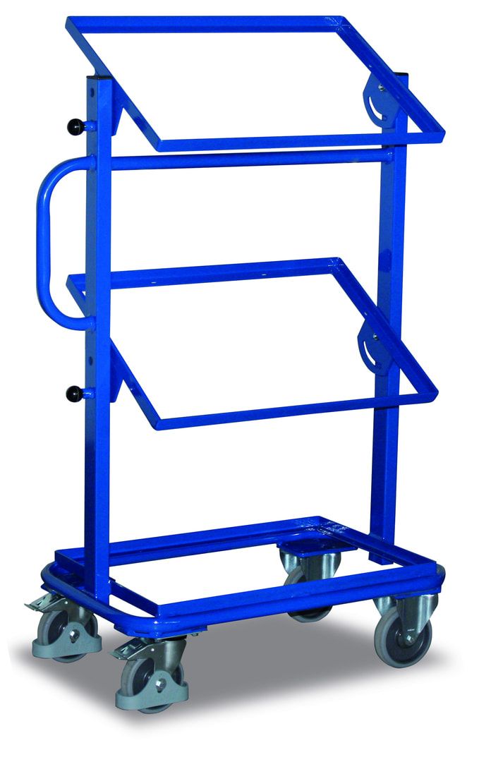 Beistellwagen für Eurokästen - 200 kg Traglast - Ladefläche 410 x 610 mm (BxT) - 3 Kästen