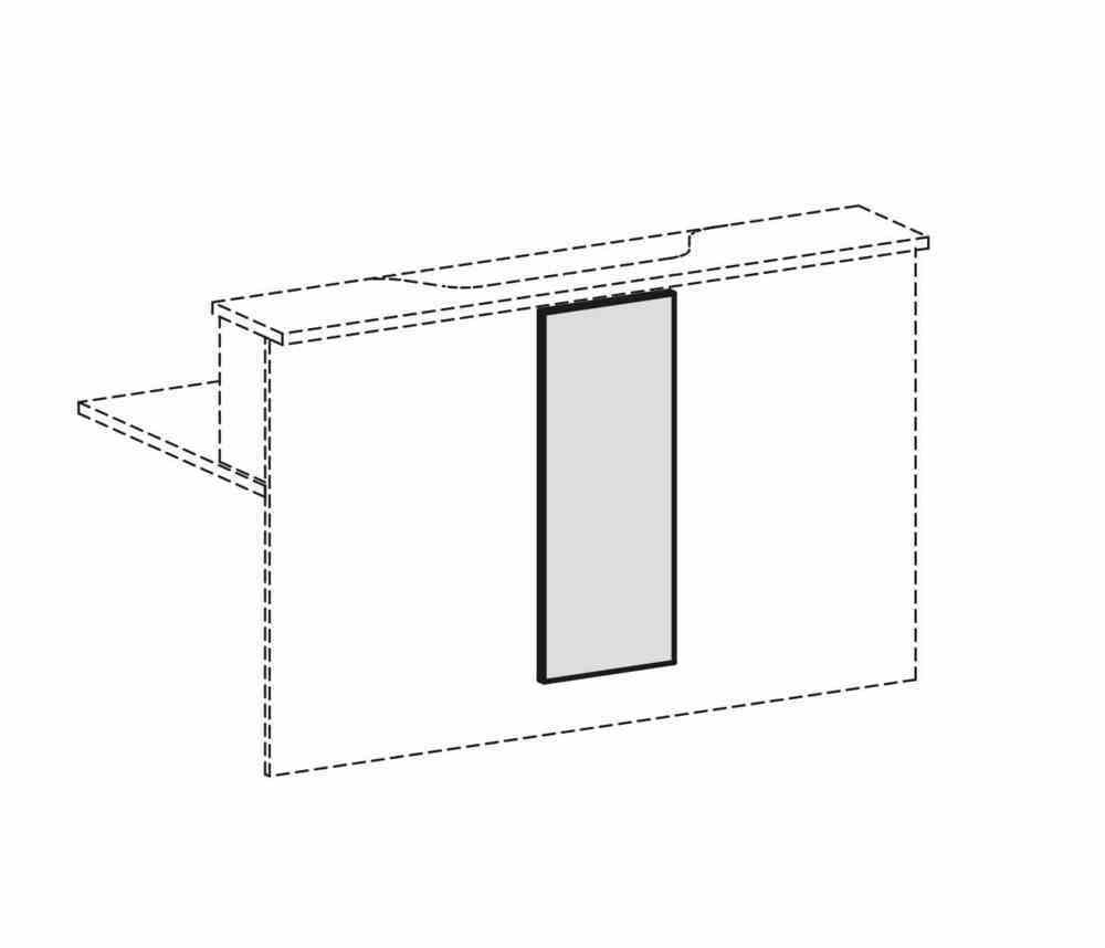 Designblende für Thekenvorwandelement, Standardbefestigungsposition mittig, 812 x 320 (HxB), Gewicht 2 kg, Dekor Ahorn