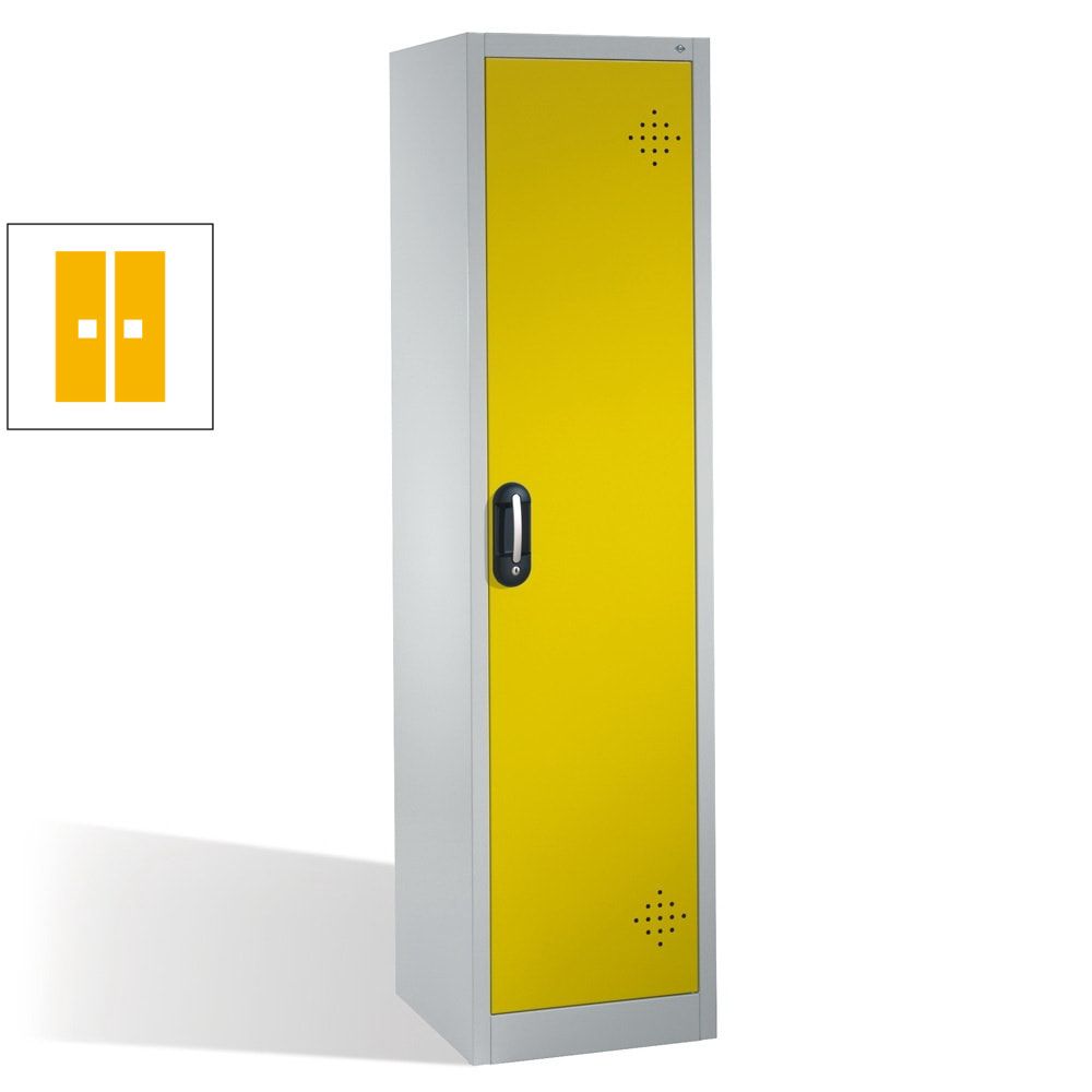 C+P Umweltschrank mit 4 Wannenböden, für wassergefährdende Stoffe, mit Flügeltür, 1.950 x 500 x 500 mm (HxBxT), Farbe lichtgrau