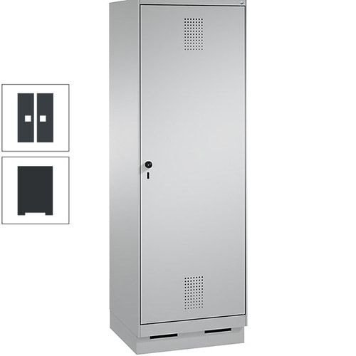 Doppel-Spind, Garderobenschrank, 1 Tür für 2 Abteile a 300 mm, Korpus anthrazitgrau, Türen anthrazitgrau, 1.800 x 600 x 500 mm (HxBxT)