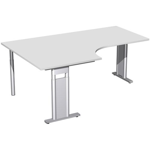 Eckschreibtisch, Eckteil 800 mm, links, Füße einseitig verkürzt, C-Fuß Pro, höhenverstellbar, 680-820 x 1.600 x 1.200 mm (HxBxT), Dekor Ahorn