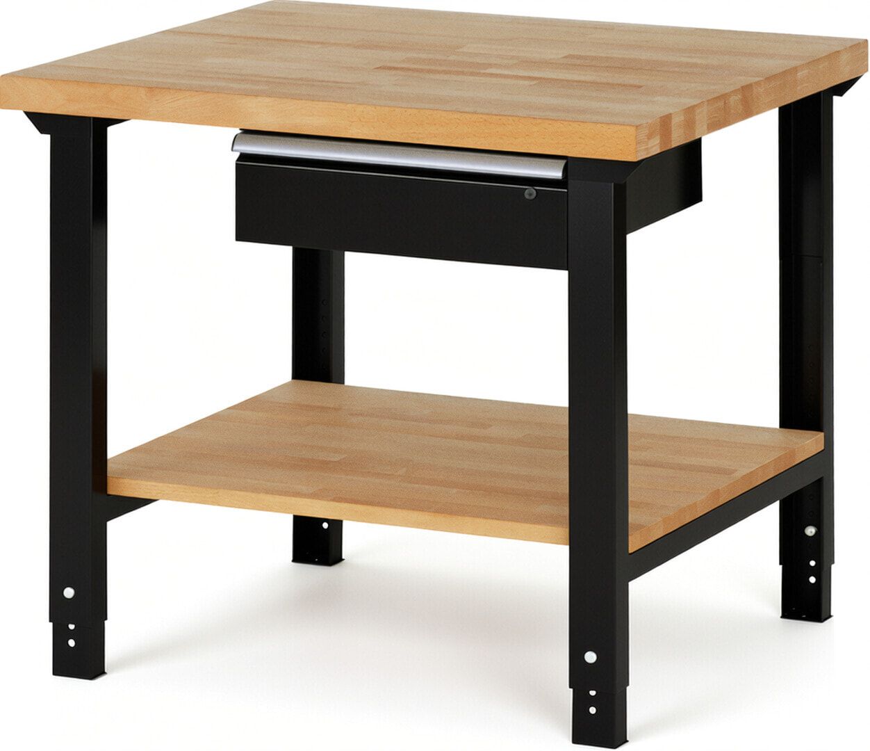 Werkbank mit Ablage - 1 Schublade - 150:1 - höhenverstellbar 790 - 1.140 mm - 1.000 x 900 mm (BxT) - 750 kg - Buche - Anthrazitgrau