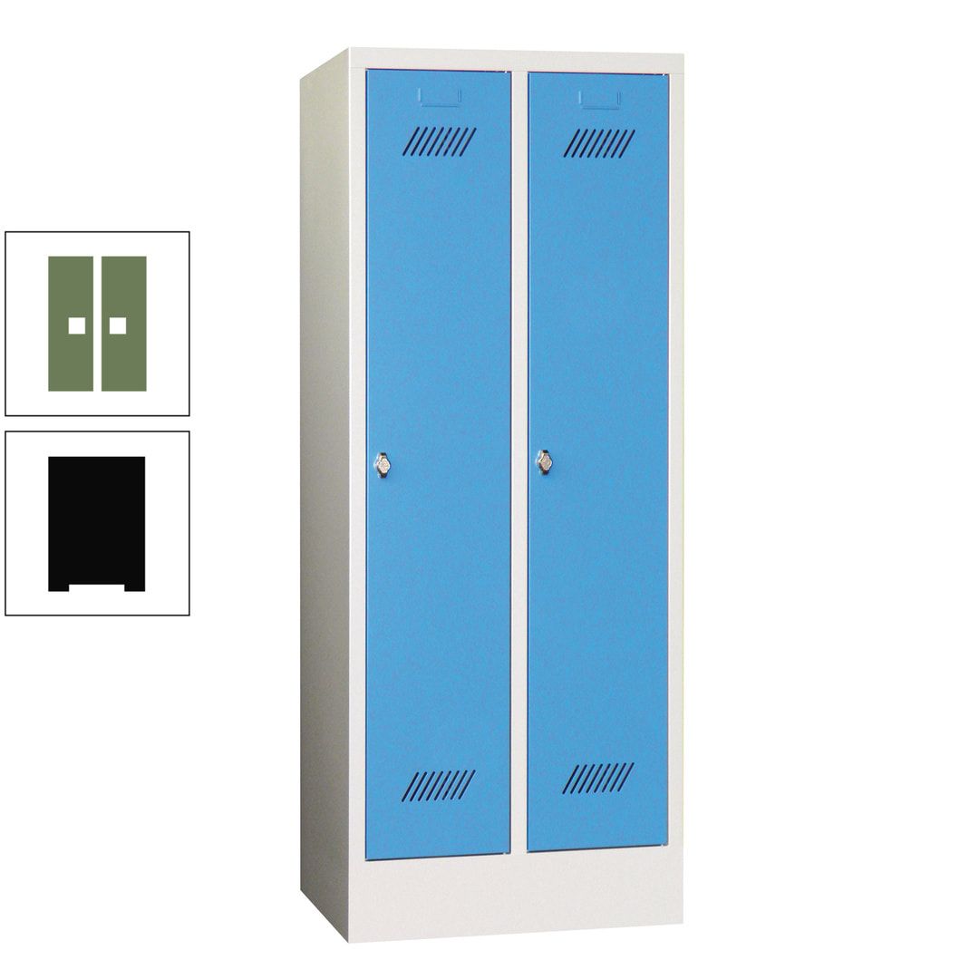 Spindschrank f. Schulen - mit Sockel - Höhe 1.600 mm - 2 Abteile a 300 mm - Drehriegel - anthrazitgrau