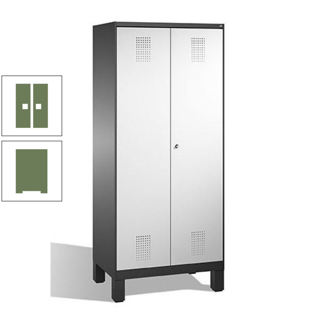 Mehrzweckschrank, Doppeltüren, auf Füßen, 2 Abteile a 400 mm, Korpus anthrazitgrau, Tür anthrazitgrau, 1.850 x 800 x 500 mm (HxBxT)