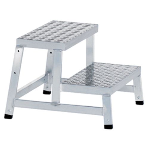 Modulares Arbeitspodest, Tritt, Grundmodul, Aluminium, rutschsichere Stufen, Plattform 555 x 250 mm, 150 kg Belastung, geschweißte Verbindung,