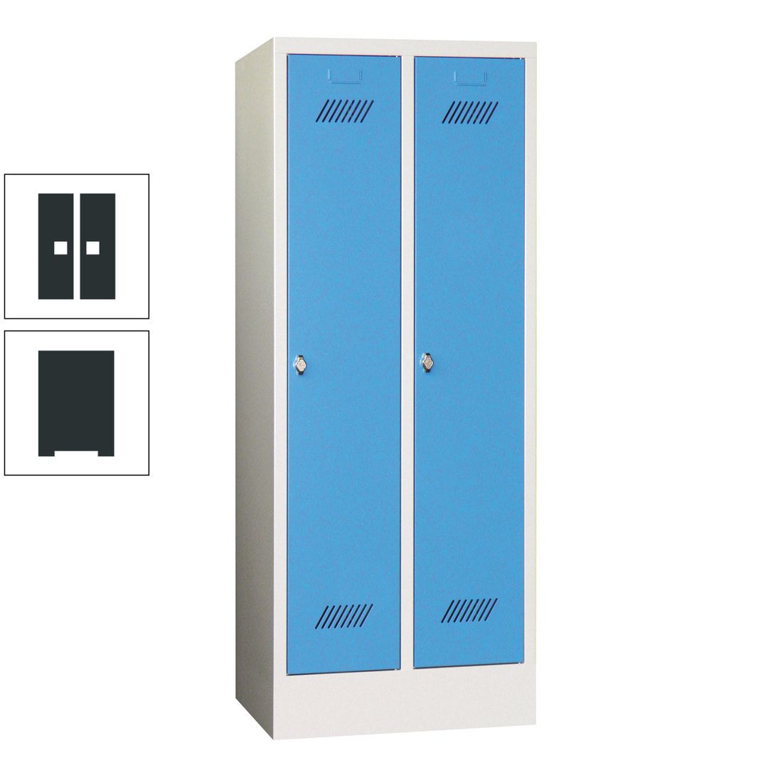Spindschrank f. Schulen - mit Sockel - Höhe 1.600 mm - 2 Abteile a 300 mm - Drehriegel - anthrazitgrau
