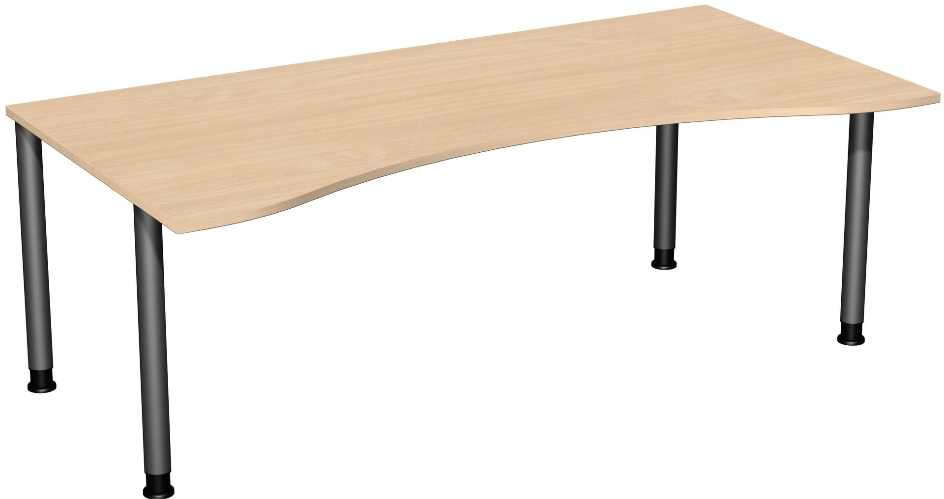 Ergo-Schreibtisch - 4-Fuß Flex - Bürotisch - Höhe 680-800 mm - 1.600 x 1.000 mm (BxT) - Gestell anthrazit - Ahorn