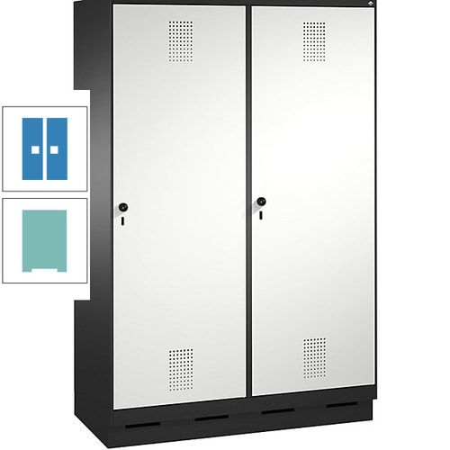 Doppel-Spind, Garderobenschrank, 2 Türen für 4 Abteile a 300 mm, Korpus anthrazitgrau, Türen anthrazitgrau, 1.800 x 1.200 x 500 mm (HxBxT)