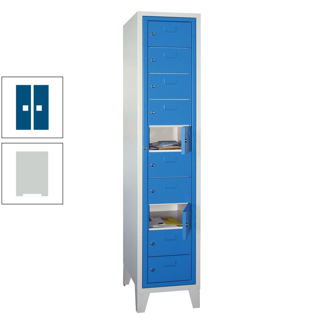 Schließfachschrank - Wäscheausgabeschrank - 10 Fächer a 315 mm - 1.850x400x500 mm (HxBxT) - Füße - Zylinderschloss - anthrazitgrau