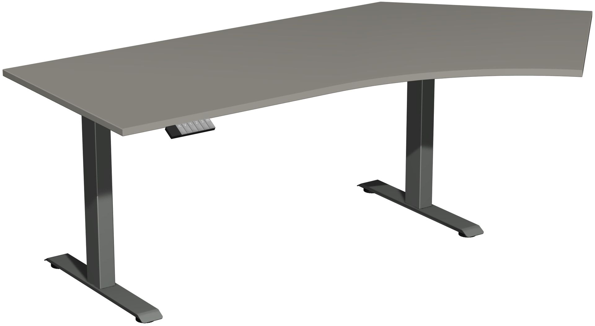 Winkelschreibtisch, Winkel rechts, Elevate Basic, elektronisch höhenverstellbar, 730 - 1.230 x 2.166 x 1.130 mm (HxBxT), Gestell anthrazit, Dekor Onyx