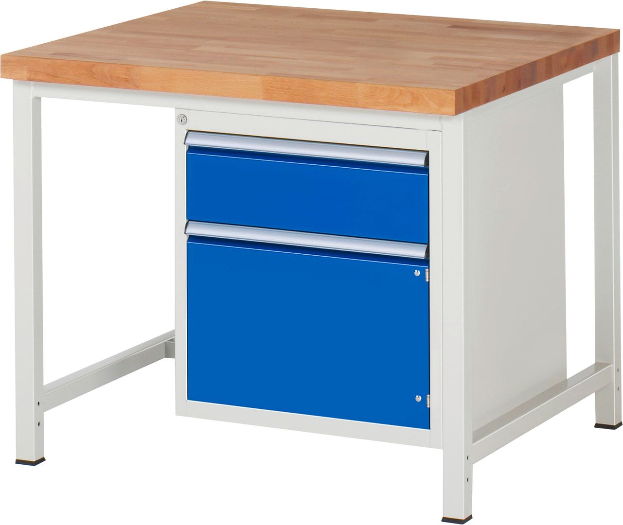 Werkbank, 1 Schrank - 1 Schublade - Teilauszug - 180:1 - Höhe 840-1.040 mm - 1.000 x 900 mm - 1.250 kg - Buche - Anthrazitgrau