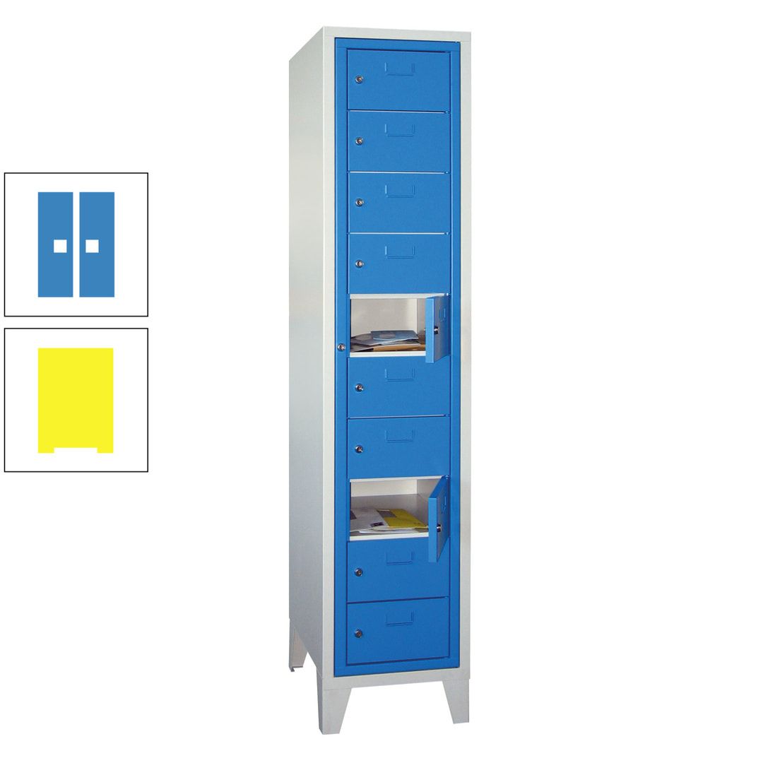 Schließfachschrank - Wäscheausgabeschrank - 10 Fächer a 315 mm - 1.850x400x500 mm (HxBxT) - Füße - Zylinderschloss - anthrazitgrau