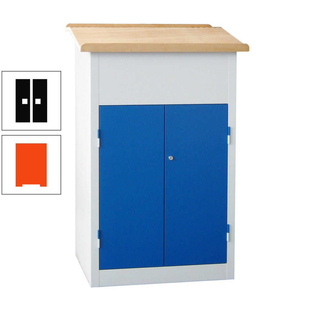 Stehpult mit Schrank - Vollblechtür - Zylinderschloss - 2 Böden - 1.200 x 700 x 600 mm (HxBxT) - anthrazitgrau