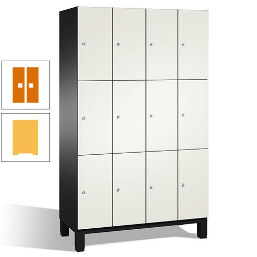 Fächerschrank, Stahlschrank, 12 Fächer, Türöffnungsbegrenzer, mit Füßen, Korpus lichtgrau, Tür anthrazitgrau, 1.980 x 1.200 x 525 mm (HxBxT)