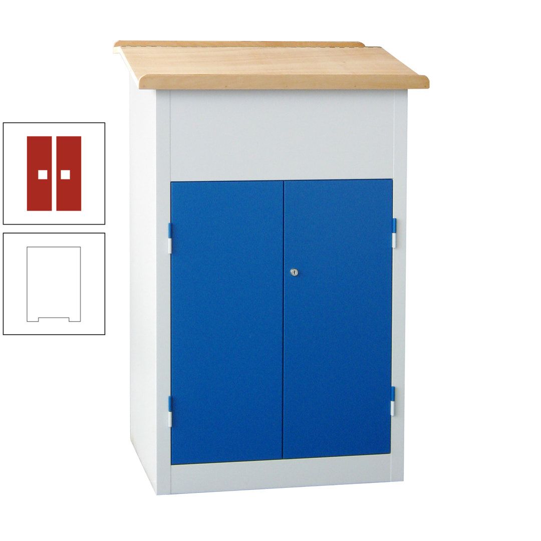 Stehpult mit Schrank - Vollblechtür - Zylinderschloss - 2 Böden - 1.200 x 700 x 600 mm (HxBxT) - anthrazitgrau