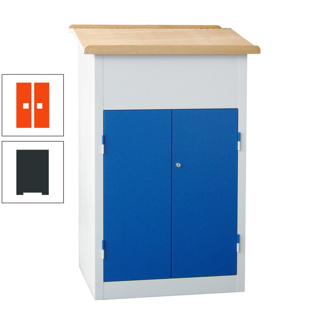 Stehpult mit Schrank - Vollblechtür - Zylinderschloss - 2 Böden - 1.200 x 700 x 600 mm (HxBxT) - anthrazitgrau