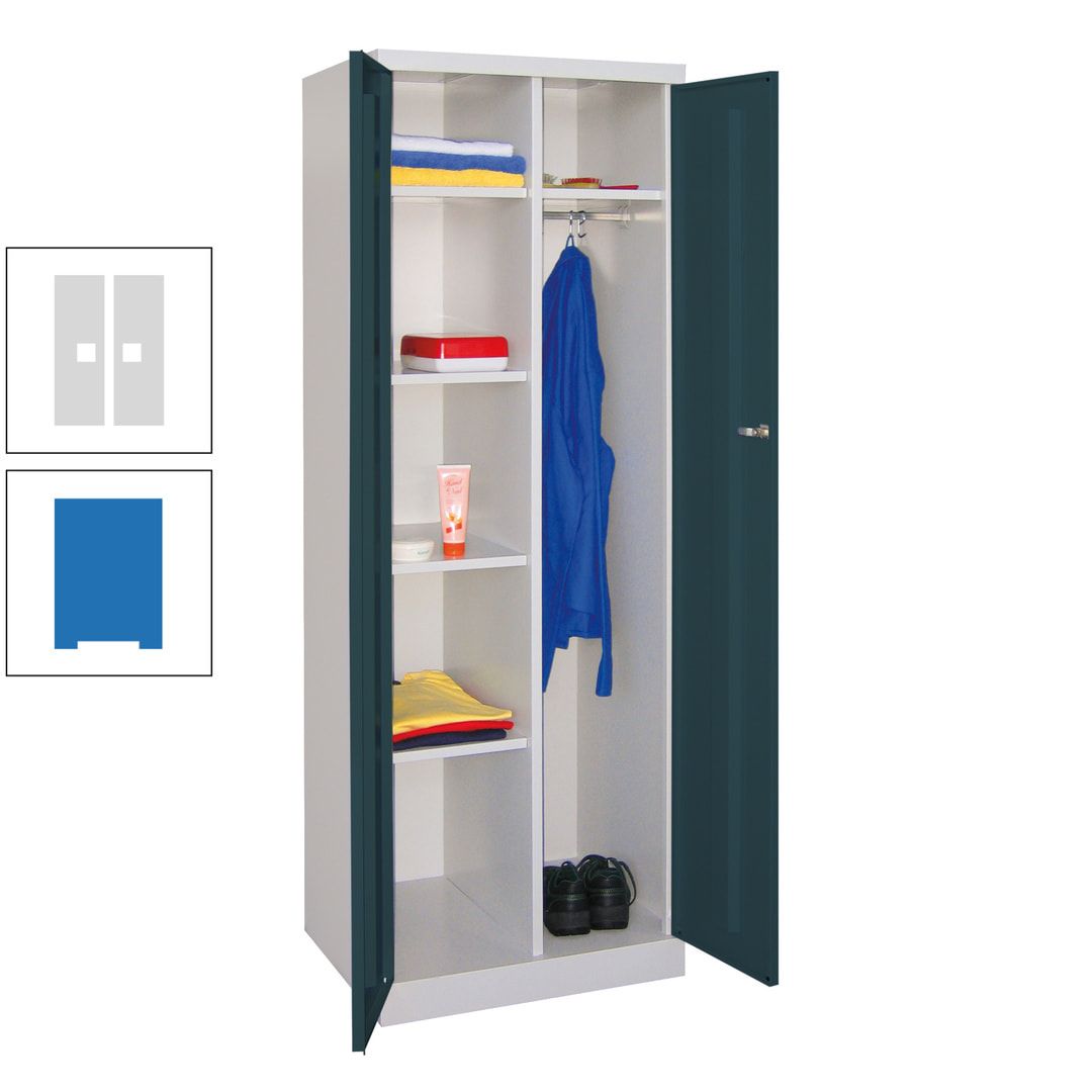Kleiderschrank mit Sockel - Spind - 1 Abteil mit Trennwand - 1.800x600x500 mm (HxBxT) - Zylinderschloss - anthrazitgrau