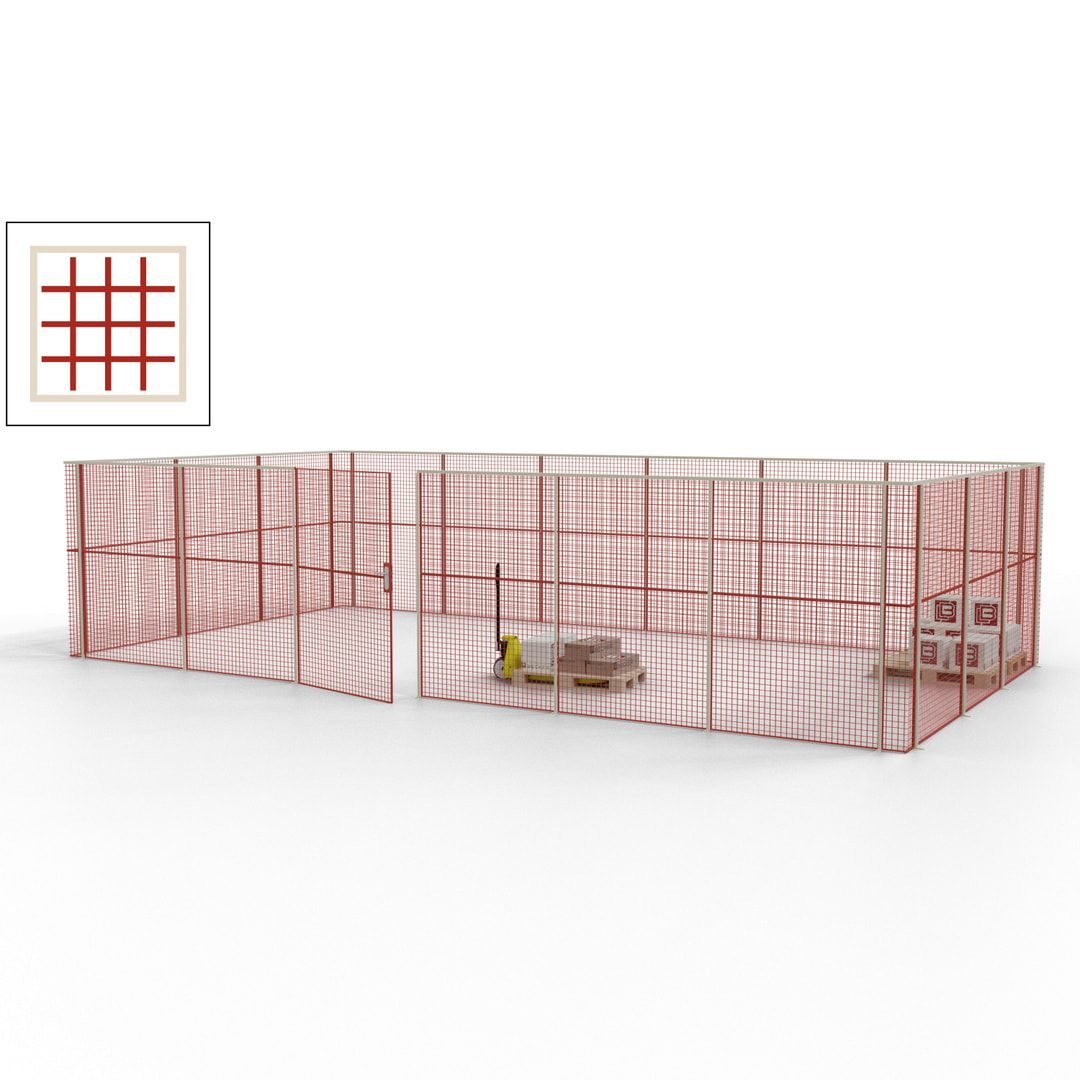 Maschinen Schutzgitter - Hallentrennwand - Sicherheitszaun - Tür - 27 m - 2.200 x 9.400 x 4.900 mm (HxBxT) - enzianblau