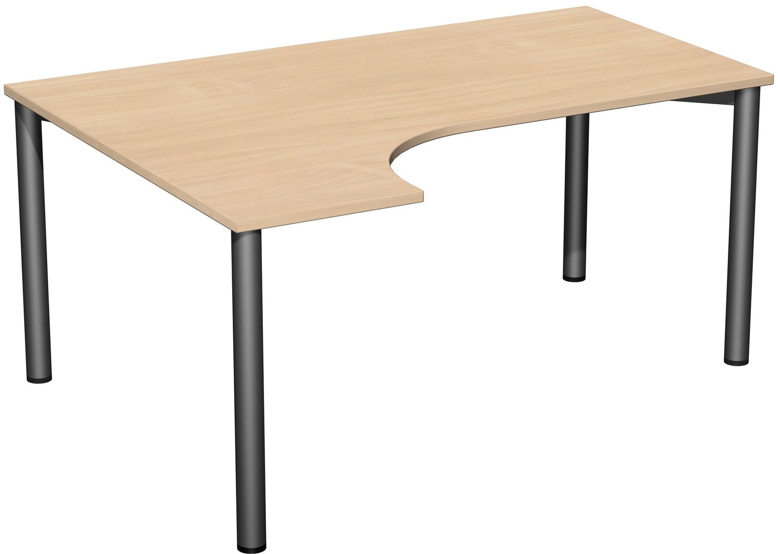 Eckschreibtisch - Ecke links - 4-Fuß Flex - 720 x 1.600 x 1.200 mm (HxBxT) - Gestell anthrazit - Ahorn