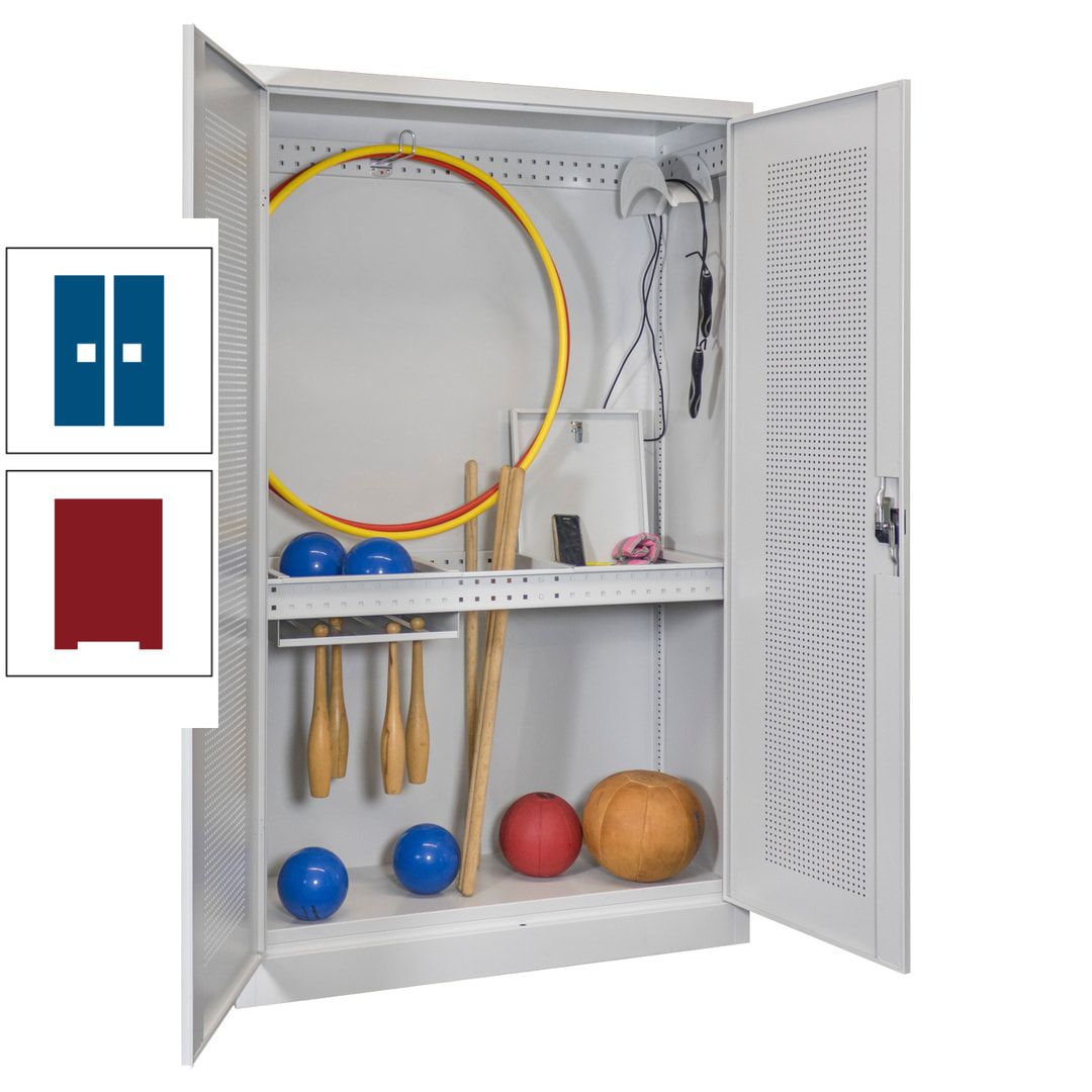 Sportschrank - Lochfeldtüren - Variante 1 - 1.950x1.200x500 mm (HxBxT) - anthrazitgrau