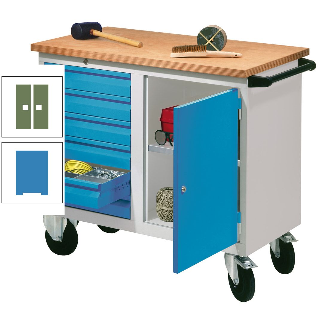 Mobile Werkbank - Werkstattwagen - 915 x 1.090 x 600 mm - 6 Schubladen und Schrankfach - anthrazitgrau