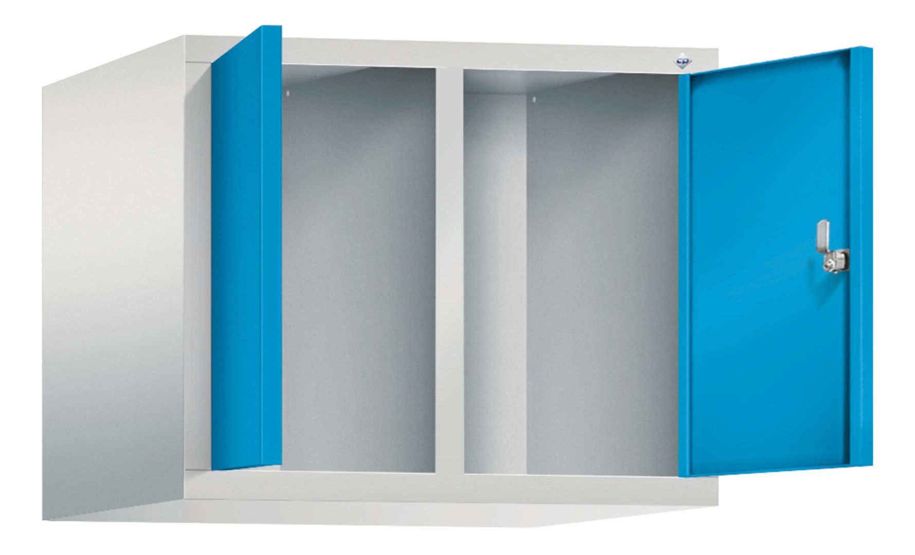 Aufsatzschrank für Spinde und Schließfachschränke, Doppeltüren, 2 Abteile, Korpus anthrazitgrau, Türfarbe anthrazitgrau, 500 x 610 x 500 mm (HxBxT)