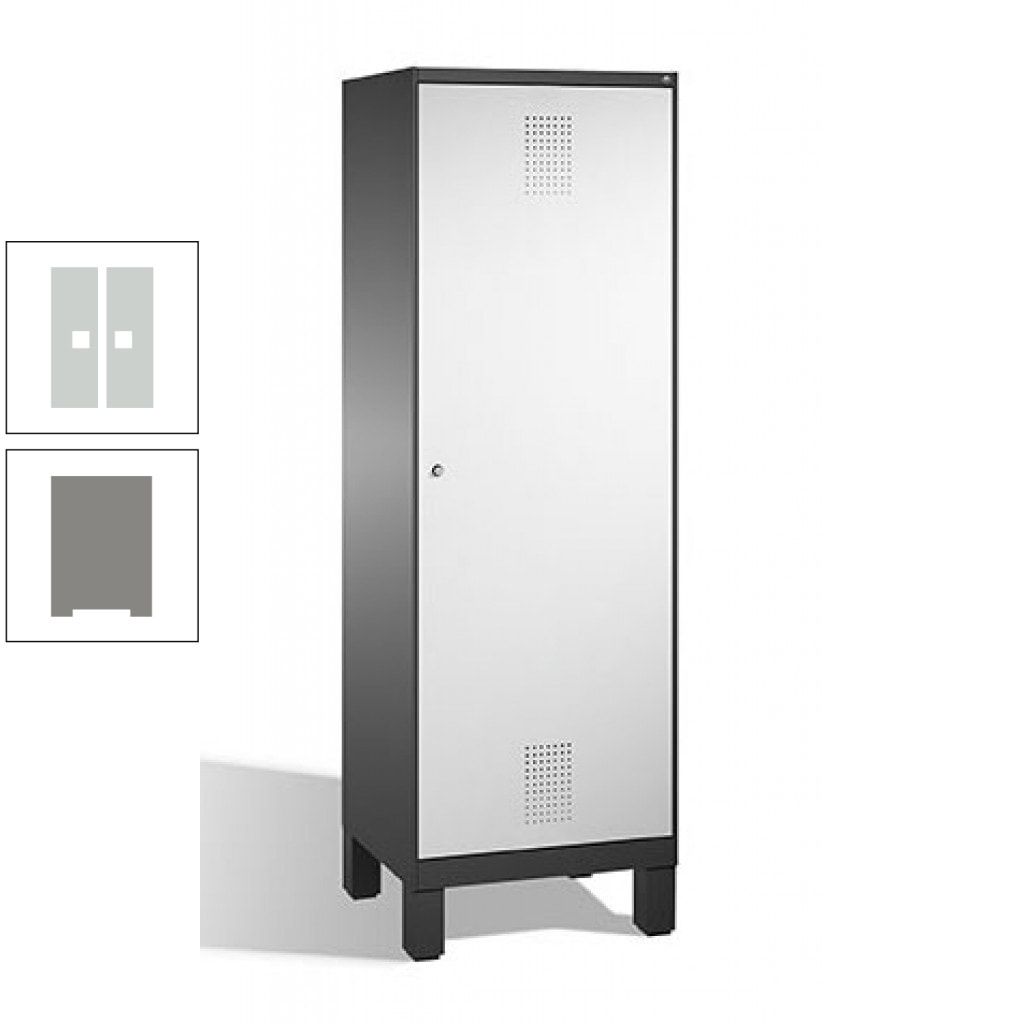 Doppel-Spind, Garderobenschrank, 1 Tür für 2 Abteile a 300 mm, Korpus anthrazitgrau, Türen anthrazitgrau, 1.850 x 600 x 500 mm (HxBxT)