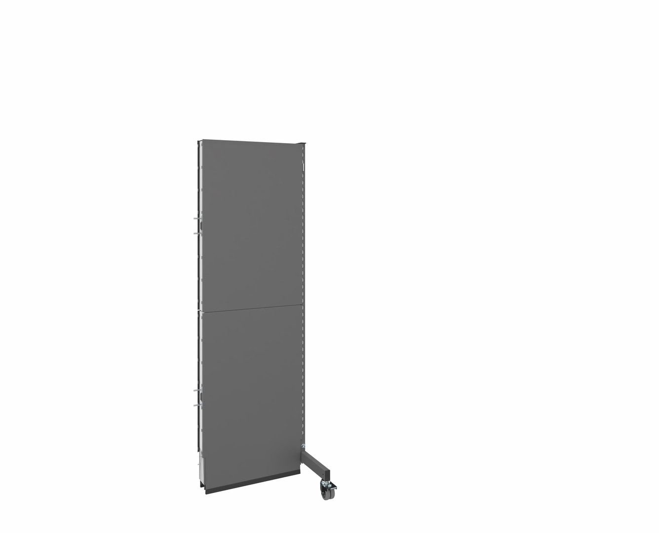 OTTOKIND Mobile Akustikwand, Anbaufeld, 2.000 x 640 x 740 mm (HxBxT), Front Glattblech, Rückseite Lochblech, Rollen, Brandschutzklasse B1, Staubgrau