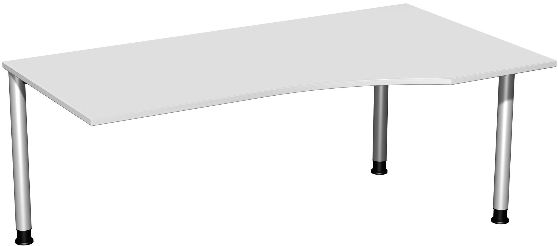 Eckschreibtisch mit einseitig verkürzten Füßen, 4-Fuß Flex, Ecke rechts, Höhe 680-800 mm, 1.600 x 1.000 mm (BxT), Gestell anthrazit, Ahorn