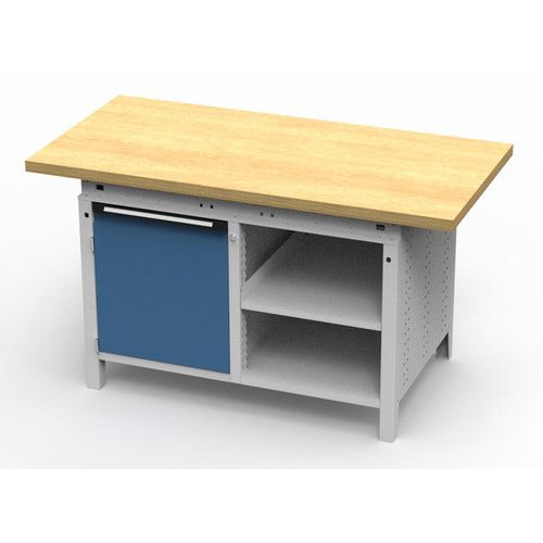 OTTOKIND Werkbank - bündige Arbeitsplatte - 850 x 1.150 x 750 mm (HxBxT) - Schrank - 2 Ablageböden - lichtgrau