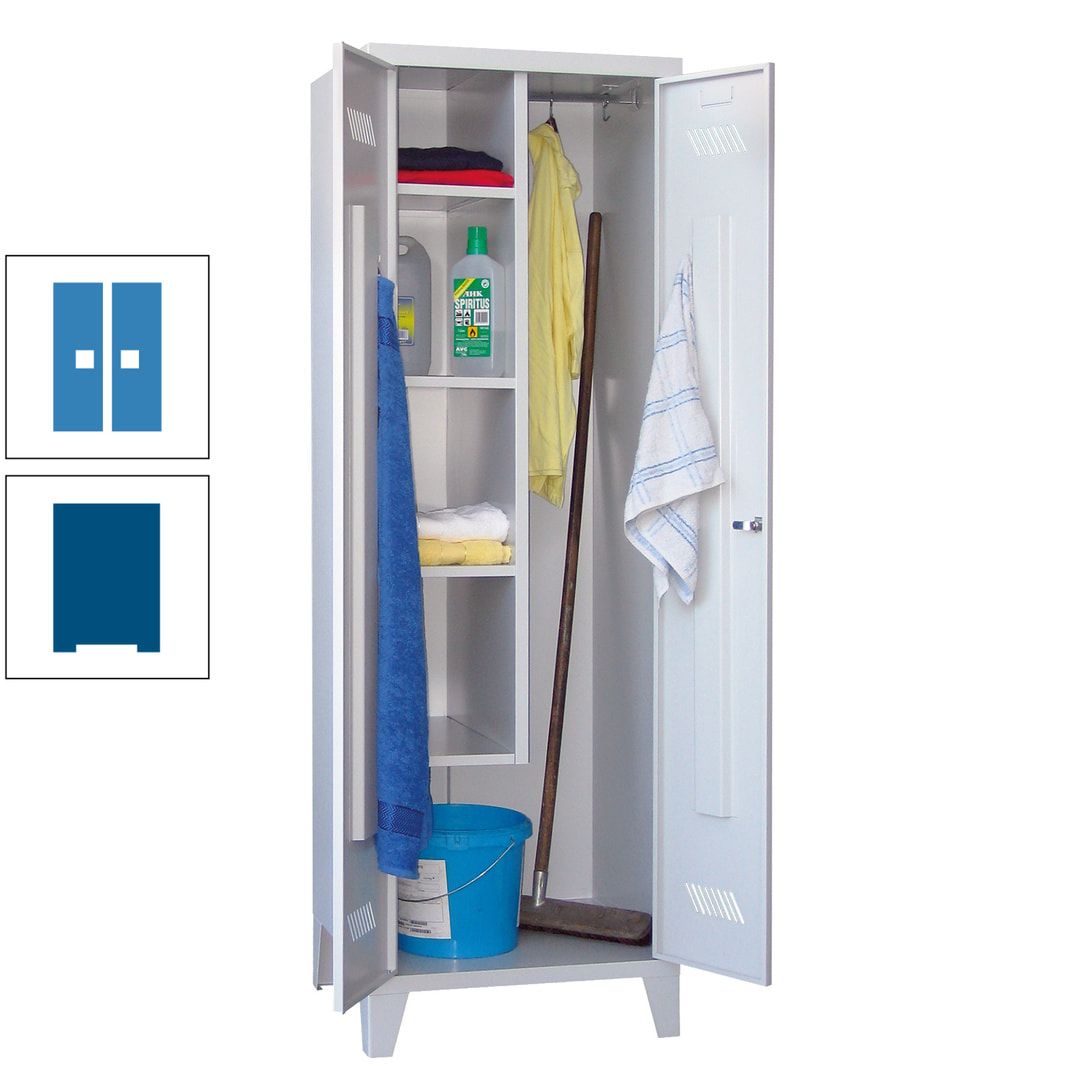 Putzschrank mit Füßen - 1 Abteil mit Trennwand - 1.850x600x500 mm (HxBxT) - Drehriegel - anthrazitgrau