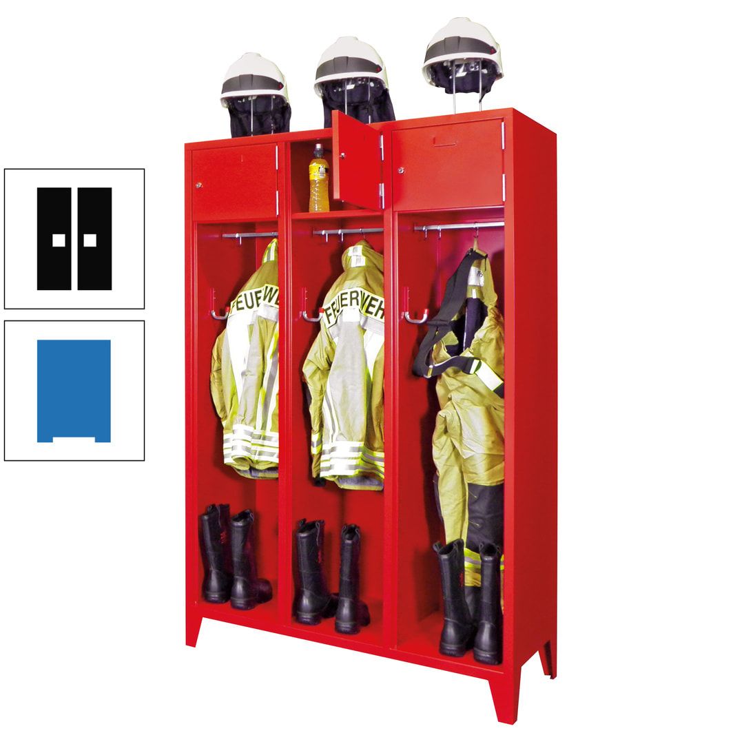 Feuerwehrschrank - 2 Abteile - Ablagefach mit Tür, Etikettenrahmen - 2.100 x 830 x 500 mm (HxBxT) - anthrazitgrau