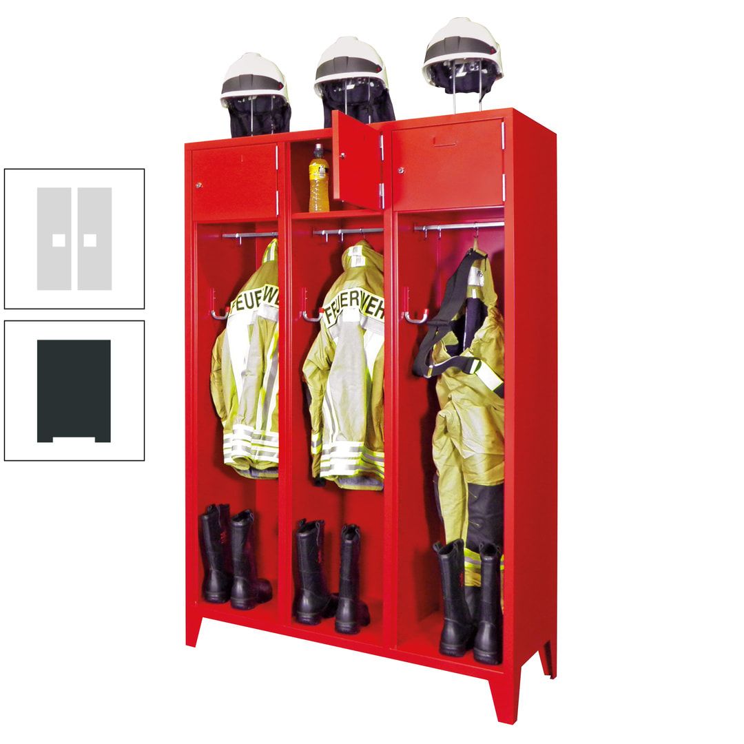 Feuerwehrschrank - 2 Abteile - Ablagefach mit Tür, Etikettenrahmen - 2.100 x 830 x 500 mm (HxBxT) - anthrazitgrau