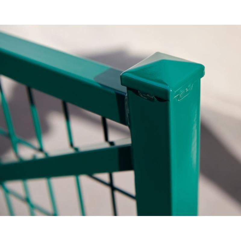 Geländer Kreuz und Gitter - 1.026 x 1.470 mm - Pfosten mit Pyramidenkappe - Farbe enzianblau - Außengeländer Systemgeländer