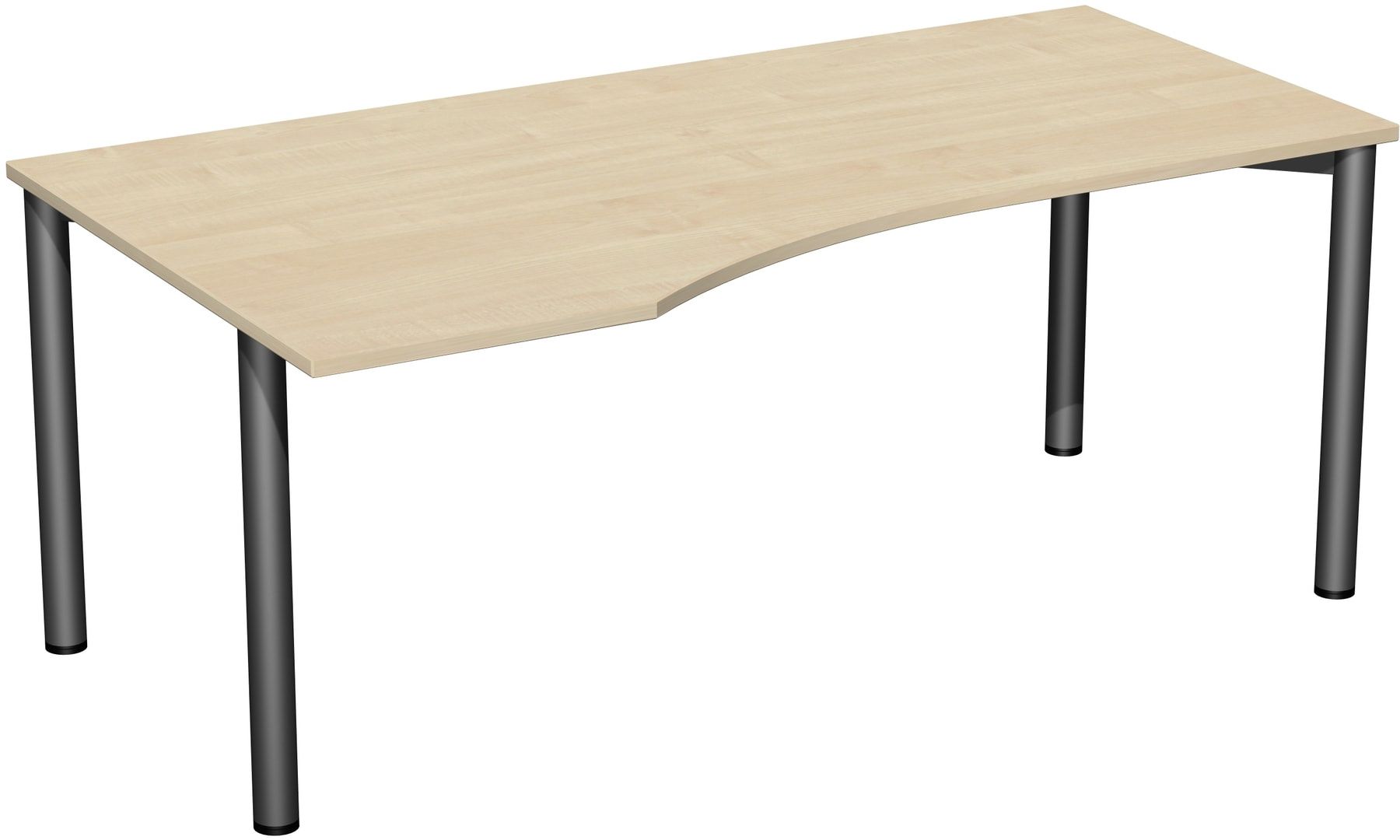 Eckschreibtisch - Ecke links - 4-Fuß Flex - 720 x 1.600 x 1.000 mm (HxBxT) - Gestell anthrazit - Ahorn