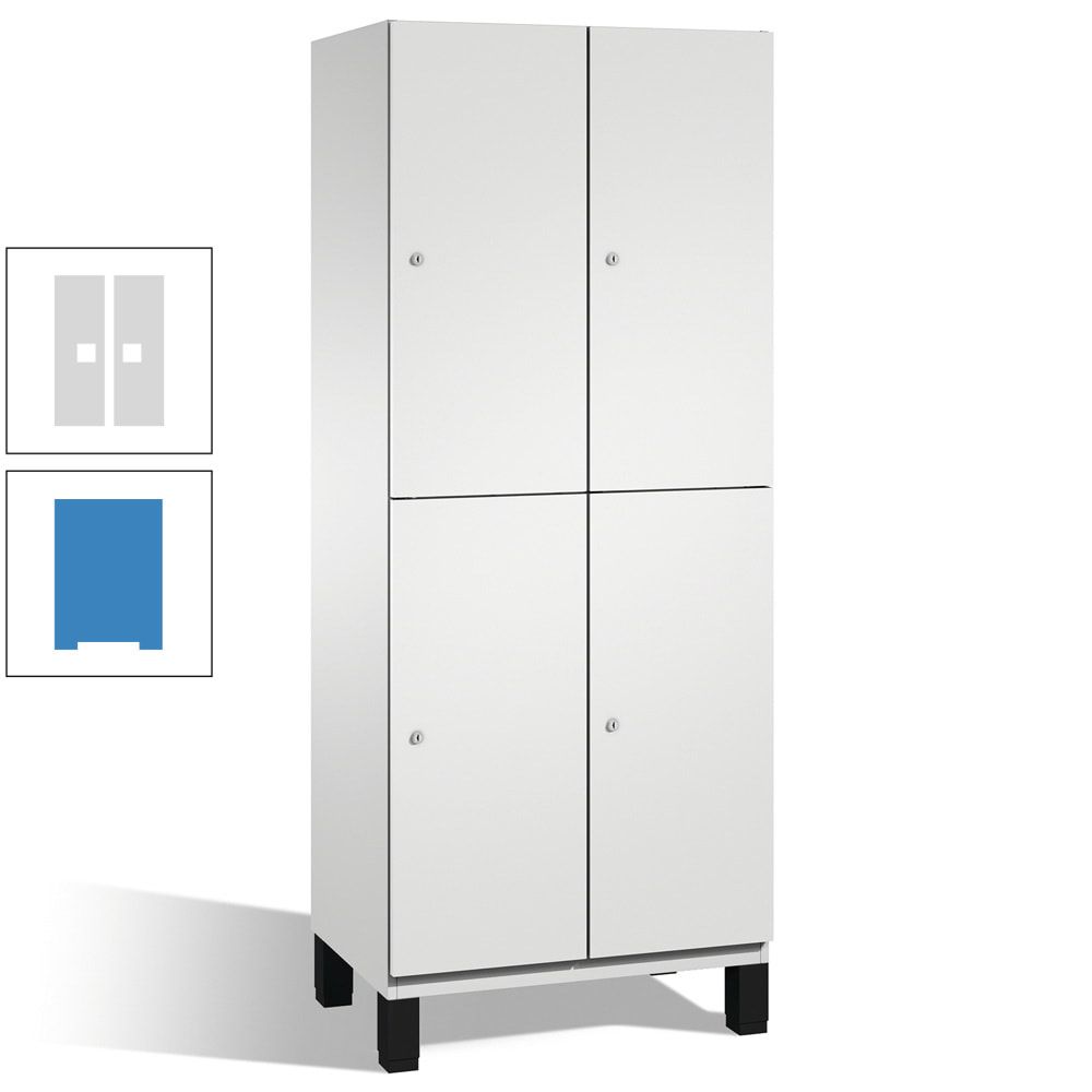 Fächerschrank, Stahlschrank, doppelstöckig, 4 Fächer, Füße, Korpus anthrazitgrau, Tür anthrazitgrau, 1.980 x 600 x 525 mm (HxBxT)