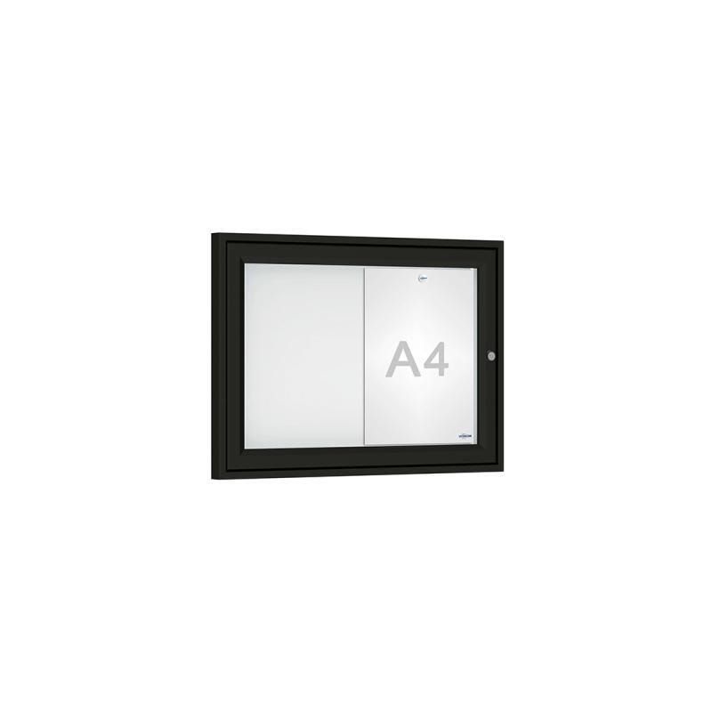 Schaukasten - Einflügeltür - 2xA4 - Querformat - 400 x 550 x 30 mm (HxBxT) - enzianblau - Infokasten - Präsentationsvitrine
