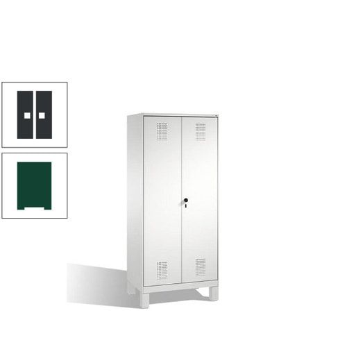 Doppel-Spind, Doppeltüren, Garderobenschrank mit Füßen, 2 Abteile a 400 mm, Korpus anthrazitgrau, Tür anthrazitgrau, 1.850 x 800 x 500 mm (HxBxT)