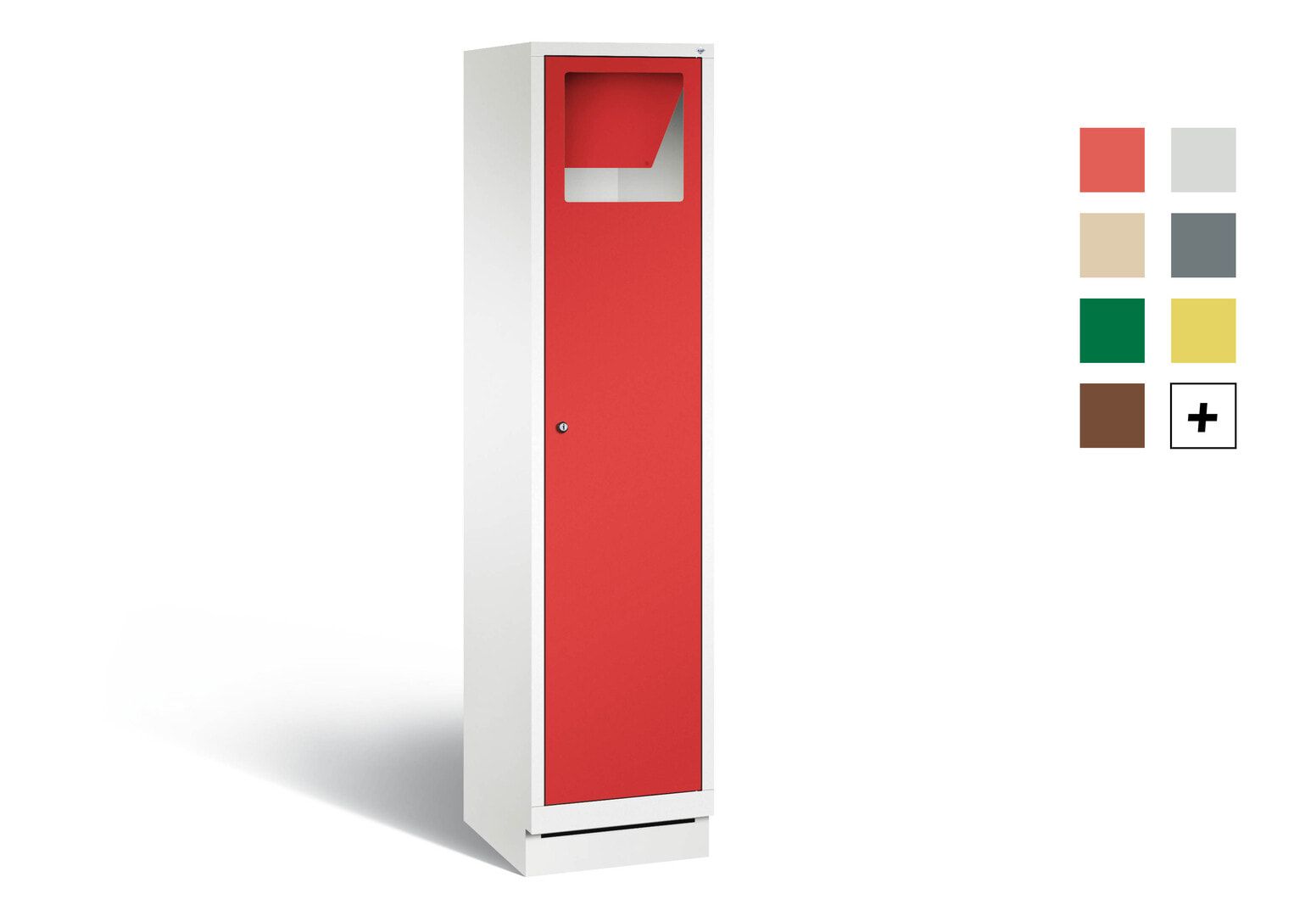 Wäschesammelschrank, Wäscheschrank, Stahlschrank, auf Sockel, Pendelklappe, Korpus Pastellgelb, Tür anthrazitgrau, 1.800 x 420 x 500 mm (HxBxT)