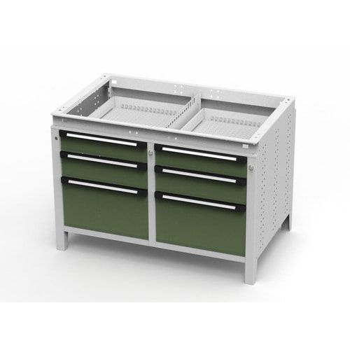 OTTOKIND Werkbank - bündige Arbeitsplatte - 850 x 1.150 x 750 mm (HxBxT) - 6 Schubladen - lichtgrau