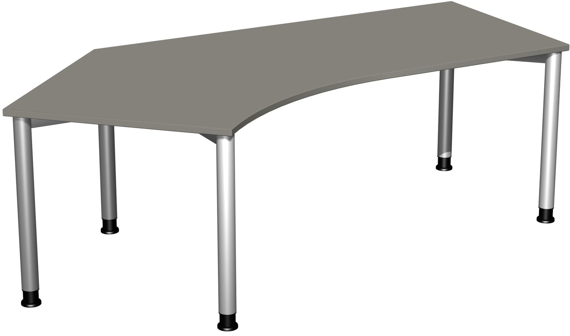 Schreibtisch, einseitig verkürzt, 4-Fuß Flex, Winkel links, höhenverstellbar, 680-800 x 2.166 x 1.130 mm (HxBxT), Gestell anthrazit, Dekor lichtgrau