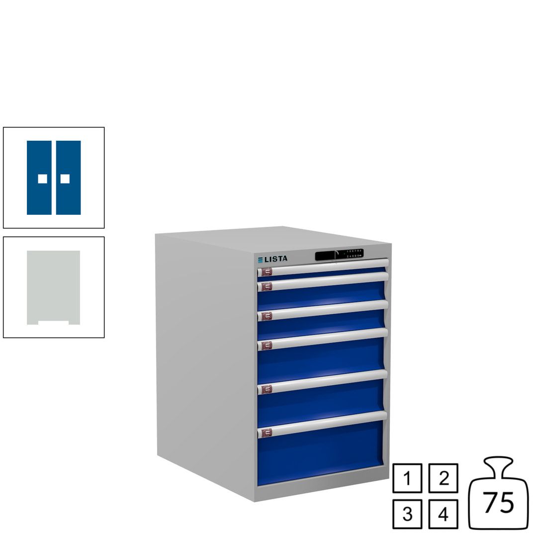 Lista Schubladenschrank - 14.407.010 - 850x564x725 mm (HxBxT) - 6 Schubladen - 75 kg - Key Lock - lichtblau (RAL 5012)