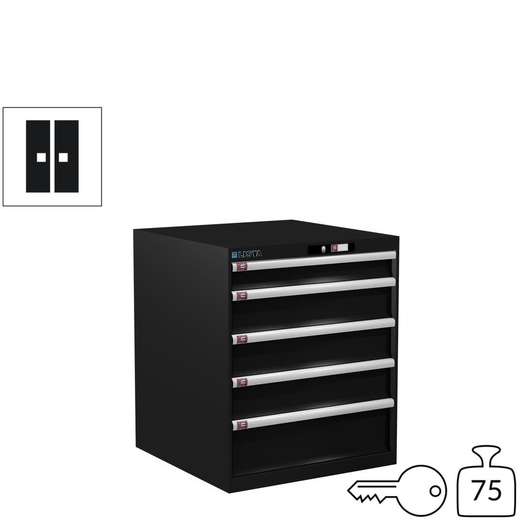 Lista Schubladenschrank - 14.410.010 - 850x717x725 mm (HxBxT) - 5 Schubladen - 75 kg - Key Lock - lichtblau (RAL 5012)