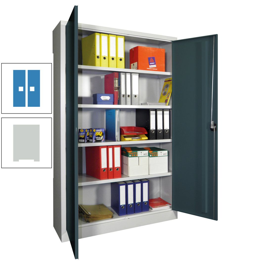 Aktenschrank - Vollblechtüren - 1.950x1.200x400 mm (HxBxT) - 4 Einlegeböden verzinkt - Zylinderschloss - anthrazitgrau