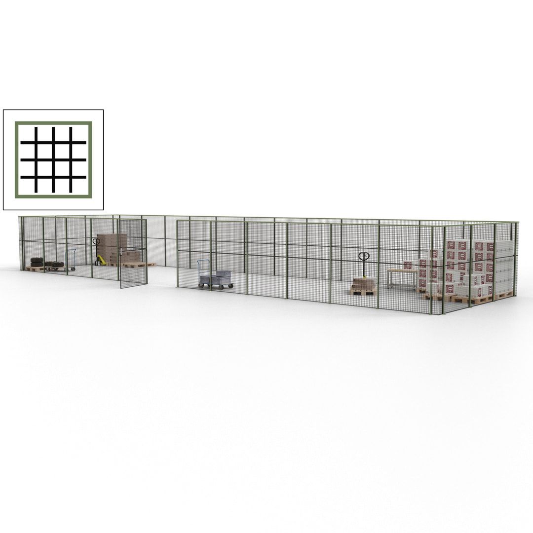Maschinen Schutzgitter - Hallentrennwand - Sicherheitszaun - Tür - 45 m - 2.200 x 18.400 x 4.900 mm (HxBxT) - enzianblau